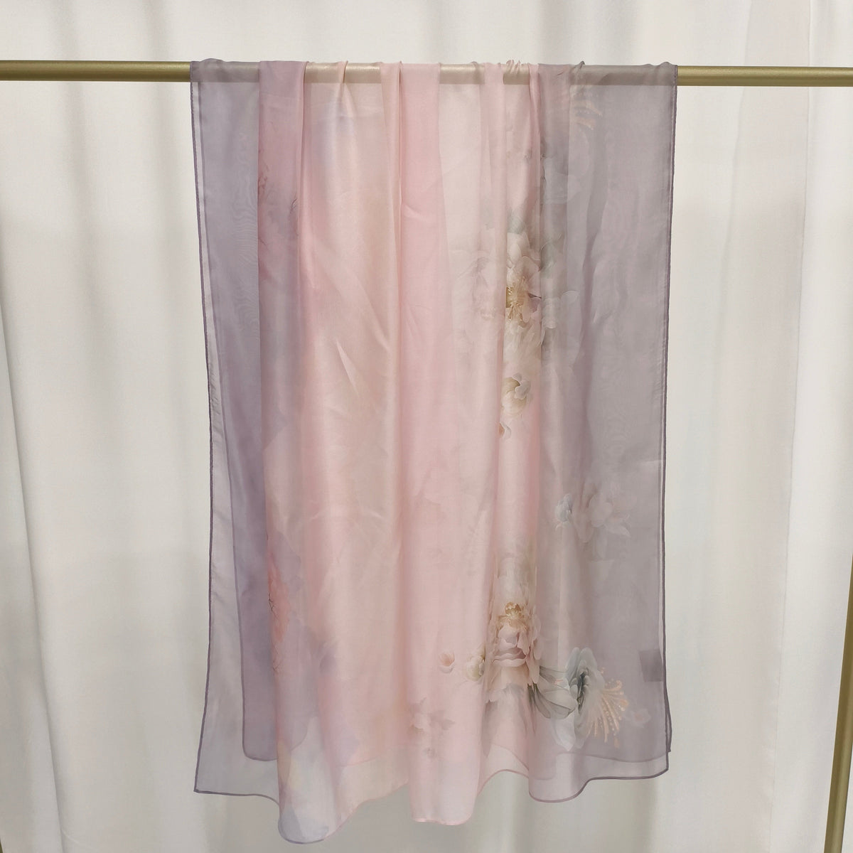 Italiensk Silketørklæde | Rosa Flower | 110x180 cm