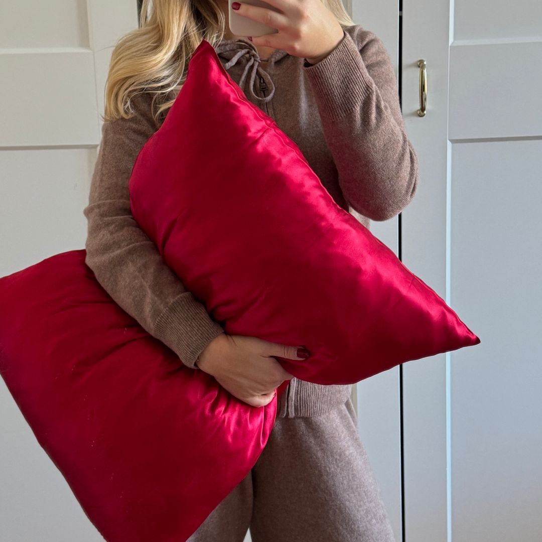 Silke Pudebetræk | Rubinrød