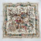 SilkWool Scarf – 70% Uld / 30% Mulberry Silke | Ivory Garden Silk (XL 140x140)