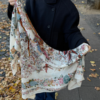 SilkWool Scarf – 70% Uld / 30% Mulberry Silke | Ivory Garden Silk (XL 140x140)
