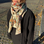 SilkWool Scarf – 70% Uld / 30% Mulberry Silke | Ivory Garden Silk (XL 140x140)