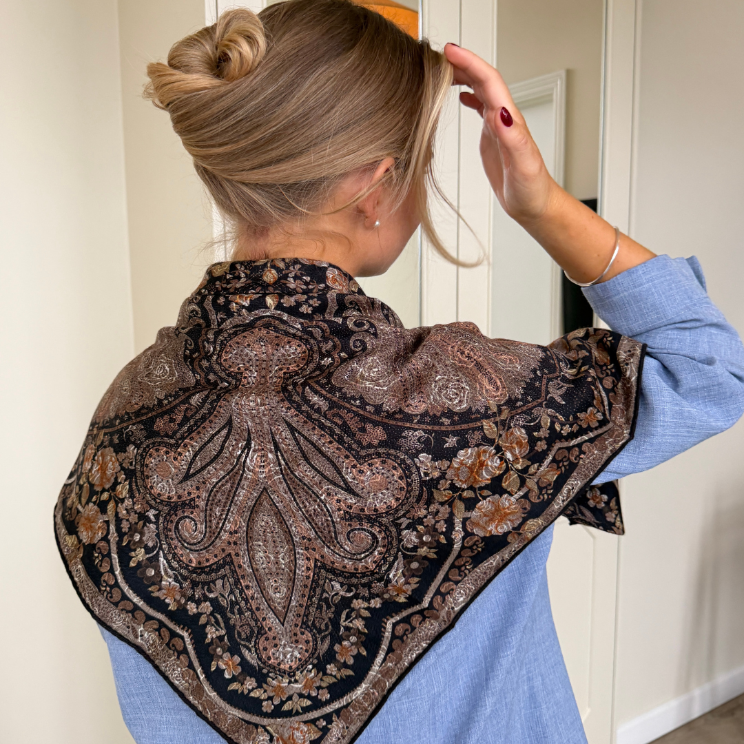 SilkWool Scarf – 70% Uld / 30% Mulberry Silke | Golden Tapestry