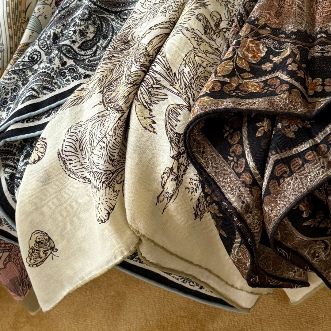 SilkWool Scarf – 70% Uld / 30% Mulberry Silke | Midnight Paisley