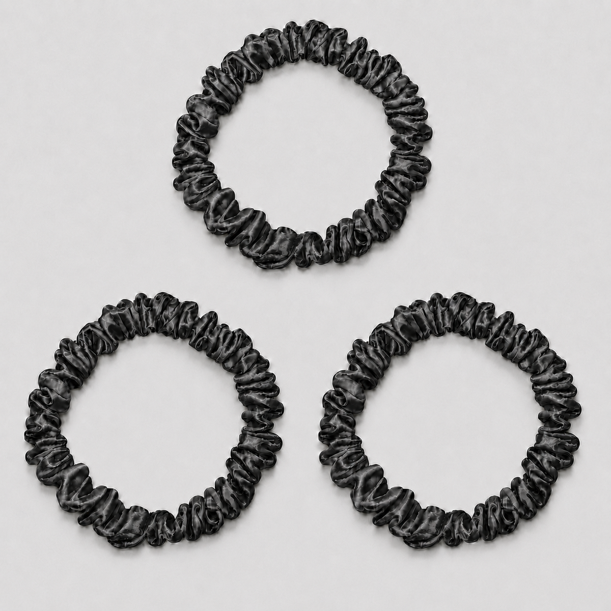 Silke Scrunchies Mini | 3-pak | Mørkegrå