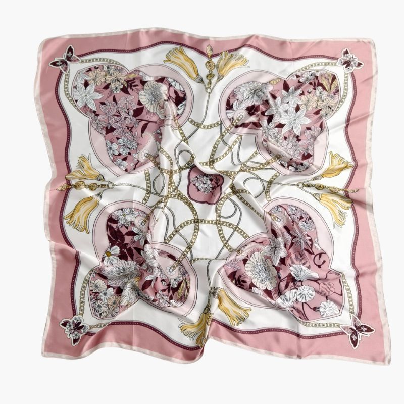 Silketørklæde | Pink Bouquet | 90 CM