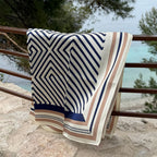 Silketørklæde | Blue Stripes | 90 cm