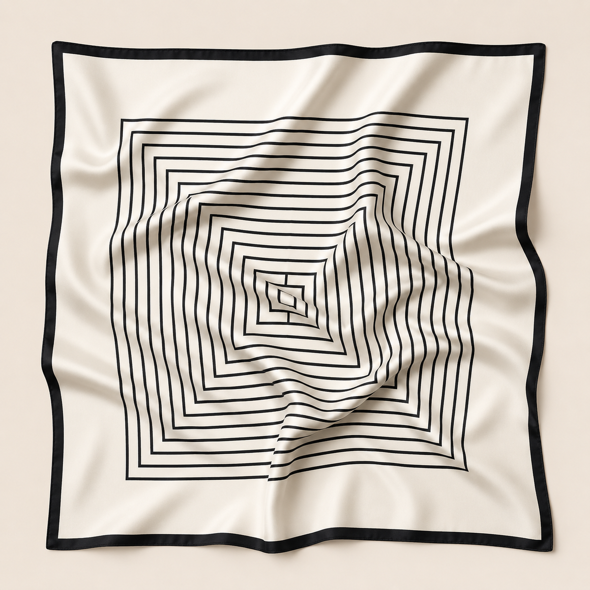 Silketørklæde | Black and White Square | 68 CM