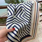 Silketørklæde | Blue Stripes | 90 cm
