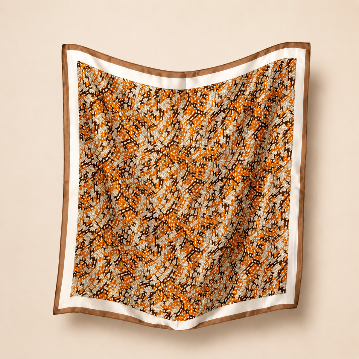 Silketørklæde | Orange Pattern | 68 CM